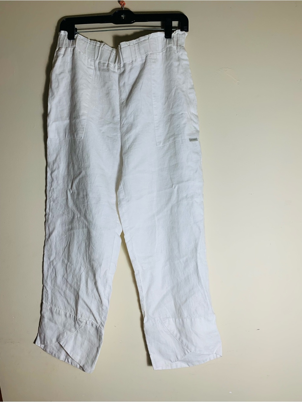 White Linen Elastic Waist Shorts
